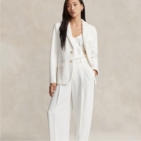 Polo Ralph Lauren Cream Monogram Crest Blazer Size 14 NWT Preppy Old Money - Picture 4 of 13